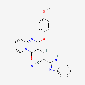 molecular formula C26H19N5O3 B11576076 (2E)-2-(1H-benzimidazol-2-yl)-3-[2-(4-methoxyphenoxy)-9-methyl-4-oxo-4H-pyrido[1,2-a]pyrimidin-3-yl]prop-2-enenitrile 