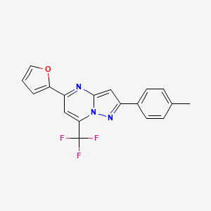 molecular formula C18H12F3N3O B11576082 5-(Furan-2-yl)-2-(4-methylphenyl)-7-(trifluoromethyl)pyrazolo[1,5-a]pyrimidine 