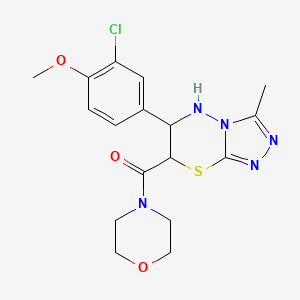 molecular formula C17H20ClN5O3S B11576084 [6-(3-chloro-4-methoxyphenyl)-3-methyl-6,7-dihydro-5H-[1,2,4]triazolo[3,4-b][1,3,4]thiadiazin-7-yl](morpholin-4-yl)methanone 