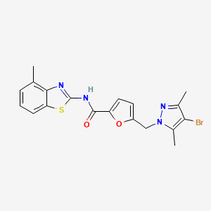 molecular formula C19H17BrN4O2S B11576150 5-[(4-bromo-3,5-dimethylpyrazol-1-yl)methyl]-N-(4-methyl-1,3-benzothiazol-2-yl)furan-2-carboxamide 