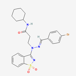 3-[(2E)-2-(4-bromobenzylidene)-1-(1,1-dioxido-1,2-benzisothiazol-3-yl)hydrazino]-N-cyclohexylpropanamide