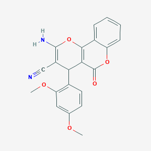 molecular formula C21H16N2O5 B11576245 2-amino-4-(2,4-dimethoxyphenyl)-5-oxo-4H,5H-pyrano[3,2-c]chromene-3-carbonitrile 