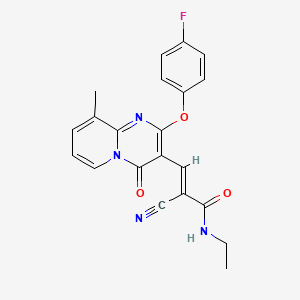 molecular formula C21H17FN4O3 B11576257 (2E)-2-cyano-N-ethyl-3-[2-(4-fluorophenoxy)-9-methyl-4-oxo-4H-pyrido[1,2-a]pyrimidin-3-yl]prop-2-enamide 