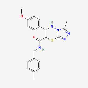 molecular formula C21H23N5O2S B11576305 6-(4-methoxyphenyl)-3-methyl-N-(4-methylbenzyl)-6,7-dihydro-5H-[1,2,4]triazolo[3,4-b][1,3,4]thiadiazine-7-carboxamide 