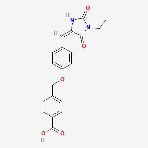 molecular formula C20H18N2O5 B11576345 4-({4-[(E)-(1-ethyl-2,5-dioxoimidazolidin-4-ylidene)methyl]phenoxy}methyl)benzoic acid 