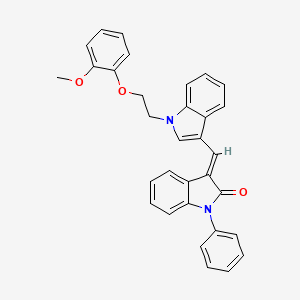 molecular formula C32H26N2O3 B11576408 (3E)-3-({1-[2-(2-methoxyphenoxy)ethyl]-1H-indol-3-yl}methylidene)-1-phenyl-1,3-dihydro-2H-indol-2-one 