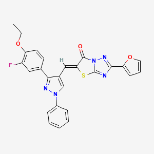 (5Z)-5-{[3-(4-ethoxy-3-fluorophenyl)-1-phenyl-1H-pyrazol-4-yl]methylidene}-2-(furan-2-yl)[1,3]thiazolo[3,2-b][1,2,4]triazol-6(5H)-one