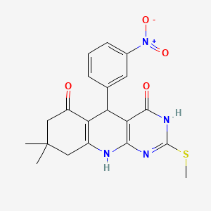 8,8-dimethyl-2-methylsulfanyl-5-(3-nitrophenyl)-5,7,9,10-tetrahydro-1H-pyrimido[4,5-b]quinoline-4,6-dione