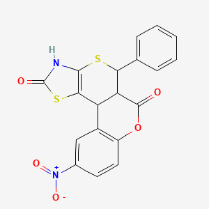 4-nitro-11-phenyl-8-oxa-12,16-dithia-14-azatetracyclo[8.7.0.02,7.013,17]heptadeca-2(7),3,5,13(17)-tetraene-9,15-dione