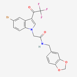 N-(1,3-benzodioxol-5-ylmethyl)-2-[5-bromo-3-(trifluoroacetyl)-1H-indol-1-yl]acetamide