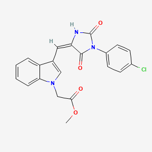 molecular formula C21H16ClN3O4 B11576591 methyl (3-{(E)-[1-(4-chlorophenyl)-2,5-dioxoimidazolidin-4-ylidene]methyl}-1H-indol-1-yl)acetate 