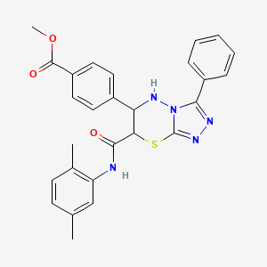 molecular formula C27H25N5O3S B11576657 methyl 4-{7-[(2,5-dimethylphenyl)carbamoyl]-3-phenyl-6,7-dihydro-5H-[1,2,4]triazolo[3,4-b][1,3,4]thiadiazin-6-yl}benzoate 