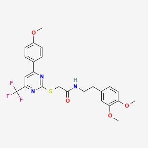 molecular formula C24H24F3N3O4S B11576687 N-[2-(3,4-dimethoxyphenyl)ethyl]-2-{[4-(4-methoxyphenyl)-6-(trifluoromethyl)pyrimidin-2-yl]sulfanyl}acetamide 