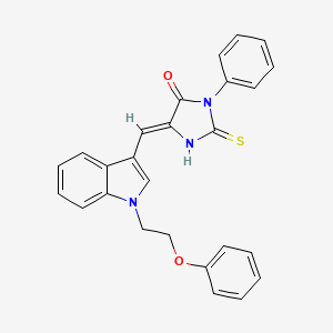 molecular formula C26H21N3O2S B11576716 (5Z)-5-{[1-(2-phenoxyethyl)-1H-indol-3-yl]methylidene}-3-phenyl-2-thioxoimidazolidin-4-one 