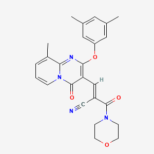 molecular formula C25H24N4O4 B11576724 (2E)-3-[2-(3,5-dimethylphenoxy)-9-methyl-4-oxo-4H-pyrido[1,2-a]pyrimidin-3-yl]-2-(morpholin-4-ylcarbonyl)prop-2-enenitrile 