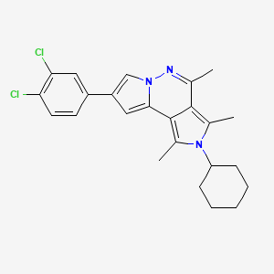 molecular formula C24H25Cl2N3 B11576752 4-cyclohexyl-11-(3,4-dichlorophenyl)-3,5,7-trimethyl-4,8,9-triazatricyclo[7.3.0.02,6]dodeca-1(12),2,5,7,10-pentaene 