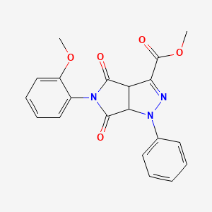 molecular formula C20H17N3O5 B11576765 Methyl 5-(2-methoxyphenyl)-4,6-dioxo-1-phenyl-1,3a,4,5,6,6a-hexahydropyrrolo[3,4-c]pyrazole-3-carboxylate 