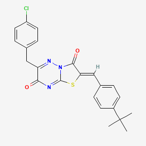 molecular formula C23H20ClN3O2S B11576772 (2Z)-2-(4-tert-butylbenzylidene)-6-(4-chlorobenzyl)-7H-[1,3]thiazolo[3,2-b][1,2,4]triazine-3,7(2H)-dione 