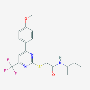 molecular formula C18H20F3N3O2S B11576781 N-(butan-2-yl)-2-{[4-(4-methoxyphenyl)-6-(trifluoromethyl)pyrimidin-2-yl]sulfanyl}acetamide 