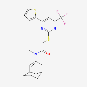 molecular formula C22H24F3N3OS2 B11576805 N-(Adamantan-1-YL)-N-methyl-2-{[4-(thiophen-2-YL)-6-(trifluoromethyl)pyrimidin-2-YL]sulfanyl}acetamide 