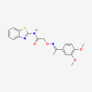 N-(1,3-benzothiazol-2-yl)-2-({[(1E)-1-(3,4-dimethoxyphenyl)ethylidene]amino}oxy)acetamide