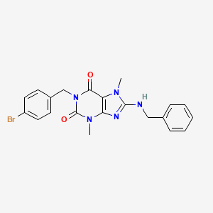 molecular formula C21H20BrN5O2 B11576903 8-(benzylamino)-1-(4-bromobenzyl)-3,7-dimethyl-3,7-dihydro-1H-purine-2,6-dione 