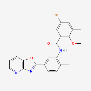 molecular formula C22H18BrN3O3 B11576915 5-bromo-2-methoxy-3-methyl-N-[2-methyl-5-([1,3]oxazolo[4,5-b]pyridin-2-yl)phenyl]benzamide 