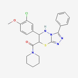 molecular formula C23H24ClN5O2S B11576924 [6-(3-chloro-4-methoxyphenyl)-3-phenyl-6,7-dihydro-5H-[1,2,4]triazolo[3,4-b][1,3,4]thiadiazin-7-yl](piperidin-1-yl)methanone 