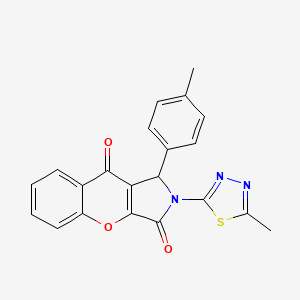 molecular formula C21H15N3O3S B11576931 1-(4-Methylphenyl)-2-(5-methyl-1,3,4-thiadiazol-2-yl)-1,2-dihydrochromeno[2,3-c]pyrrole-3,9-dione 