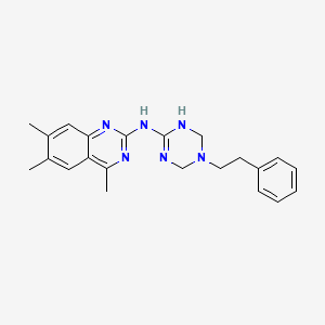 molecular formula C22H26N6 B11576949 4,6,7-trimethyl-N-[5-(2-phenylethyl)-1,4,5,6-tetrahydro-1,3,5-triazin-2-yl]quinazolin-2-amine 