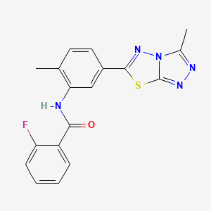 2-fluoro-N-[2-methyl-5-(3-methyl[1,2,4]triazolo[3,4-b][1,3,4]thiadiazol-6-yl)phenyl]benzamide