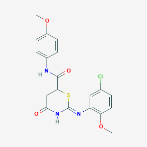 molecular formula C19H18ClN3O4S B11577045 2-[(5-chloro-2-methoxyphenyl)amino]-N-(4-methoxyphenyl)-4-oxo-5,6-dihydro-4H-1,3-thiazine-6-carboxamide 