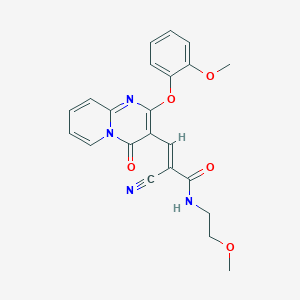 molecular formula C22H20N4O5 B11577068 (2E)-2-cyano-N-(2-methoxyethyl)-3-[2-(2-methoxyphenoxy)-4-oxo-4H-pyrido[1,2-a]pyrimidin-3-yl]prop-2-enamide 