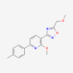 molecular formula C17H17N3O3 B11577080 2-Methoxy-3-(5-methoxymethyl-[1,2,4]oxadiazol-3-yl)-6-p-tolyl-pyridine 