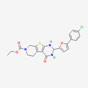 molecular formula C22H20ClN3O4S B11577096 ethyl 5-[5-(4-chlorophenyl)furan-2-yl]-3-oxo-8-thia-4,6,11-triazatricyclo[7.4.0.02,7]trideca-1(9),2(7)-diene-11-carboxylate 