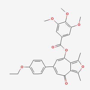 molecular formula C29H28O8 B11577150 6-(4-ethoxyphenyl)-1,3-dimethyl-4-oxo-4H-cyclohepta[c]furan-8-yl 3,4,5-trimethoxybenzoate 