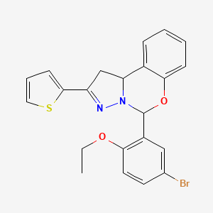 molecular formula C22H19BrN2O2S B11577158 5-(5-Bromo-2-ethoxyphenyl)-2-(thiophen-2-yl)-1,10b-dihydropyrazolo[1,5-c][1,3]benzoxazine 