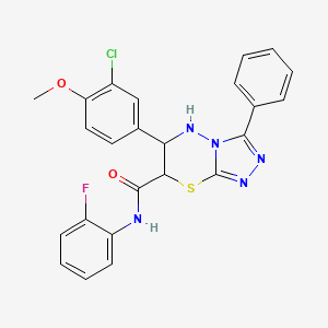 molecular formula C24H19ClFN5O2S B11577190 6-(3-chloro-4-methoxyphenyl)-N-(2-fluorophenyl)-3-phenyl-6,7-dihydro-5H-[1,2,4]triazolo[3,4-b][1,3,4]thiadiazine-7-carboxamide 