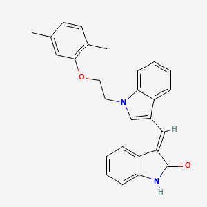 (3E)-3-({1-[2-(2,5-dimethylphenoxy)ethyl]-1H-indol-3-yl}methylidene)-1,3-dihydro-2H-indol-2-one