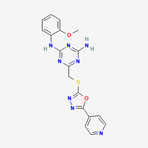 N-(2-methoxyphenyl)-6-({[5-(pyridin-4-yl)-1,3,4-oxadiazol-2-yl]sulfanyl}methyl)-1,3,5-triazine-2,4-diamine