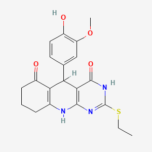 2-(ethylsulfanyl)-5-(4-hydroxy-3-methoxyphenyl)-5,8,9,10-tetrahydropyrimido[4,5-b]quinoline-4,6(3H,7H)-dione