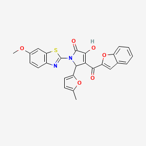 4-(1-benzofuran-2-carbonyl)-3-hydroxy-1-(6-methoxy-1,3-benzothiazol-2-yl)-5-(5-methylfuran-2-yl)-2,5-dihydro-1H-pyrrol-2-one