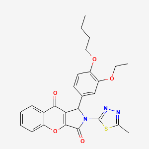 molecular formula C26H25N3O5S B11577298 1-(4-Butoxy-3-ethoxyphenyl)-2-(5-methyl-1,3,4-thiadiazol-2-yl)-1,2-dihydrochromeno[2,3-c]pyrrole-3,9-dione 