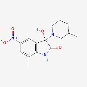 molecular formula C15H19N3O4 B11577307 3-hydroxy-7-methyl-3-(3-methylpiperidin-1-yl)-5-nitro-1,3-dihydro-2H-indol-2-one 