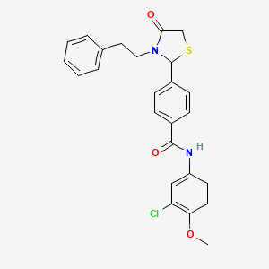 N-(3-chloro-4-methoxyphenyl)-4-[4-oxo-3-(2-phenylethyl)-1,3-thiazolidin-2-yl]benzamide