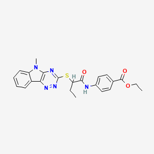 ethyl 4-({2-[(5-methyl-5H-[1,2,4]triazino[5,6-b]indol-3-yl)sulfanyl]butanoyl}amino)benzoate