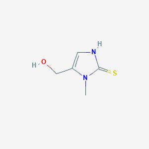 molecular formula C5H8N2OS B115774 (2-mercapto-1-methyl-1H-imidazol-5-yl)methanol CAS No. 143122-18-3