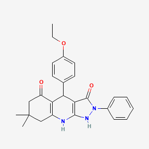 molecular formula C26H27N3O3 B11577412 4-(4-ethoxyphenyl)-7,7-dimethyl-2-phenyl-4,7,8,9-tetrahydro-1H-pyrazolo[3,4-b]quinoline-3,5(2H,6H)-dione 