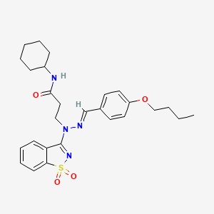 3-[(2E)-2-(4-butoxybenzylidene)-1-(1,1-dioxido-1,2-benzisothiazol-3-yl)hydrazino]-N-cyclohexylpropanamide