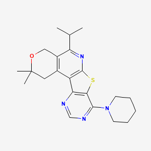 4,4-dimethyl-13-piperidin-1-yl-8-propan-2-yl-5-oxa-11-thia-9,14,16-triazatetracyclo[8.7.0.02,7.012,17]heptadeca-1(10),2(7),8,12(17),13,15-hexaene